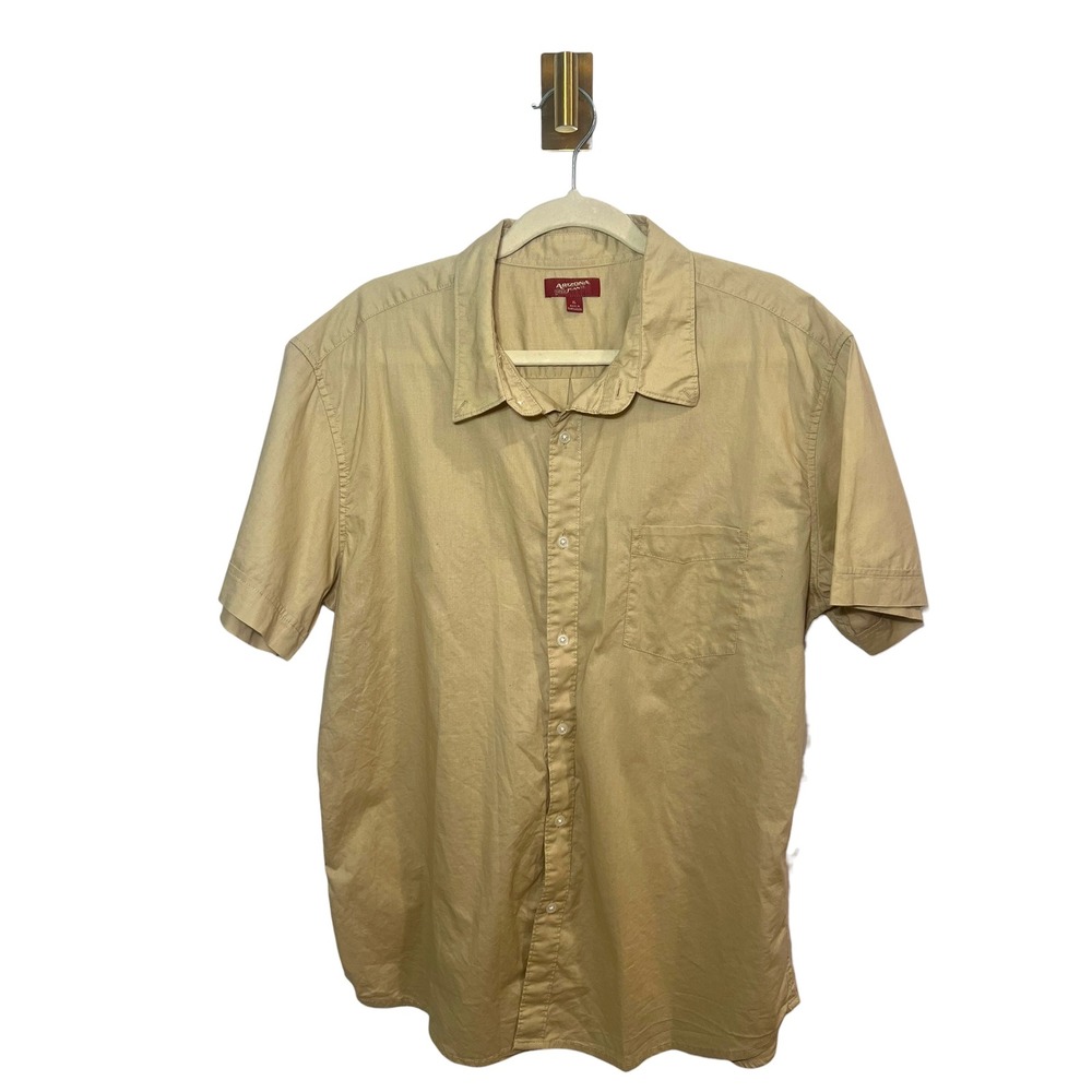Arizona Gorpcore Button Down Shirt Safari Outdoor Cotton Utility Khaki Tan XL
